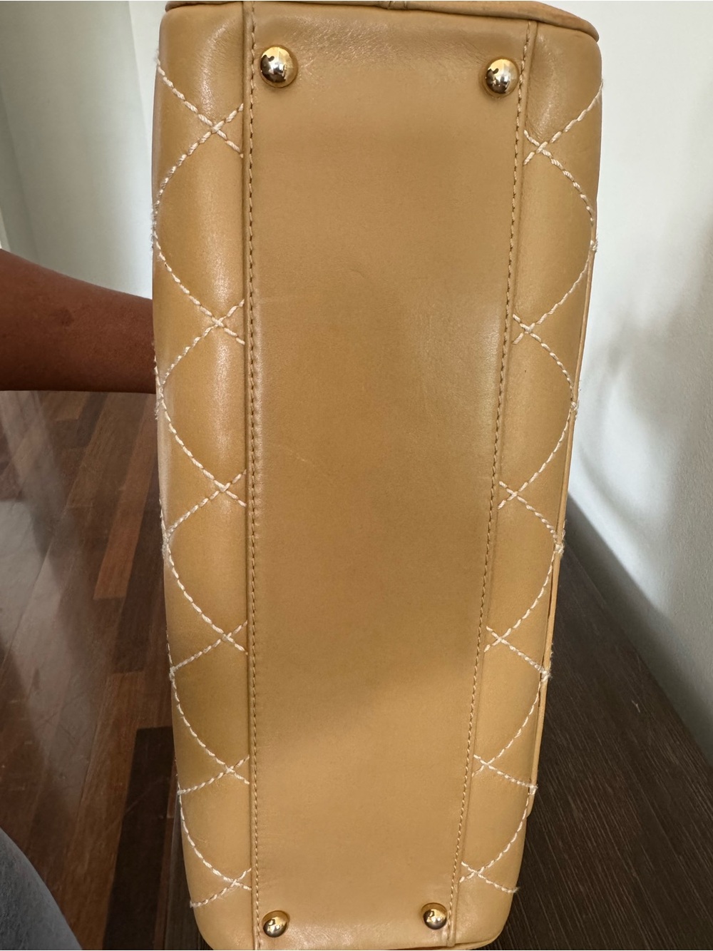 CHANEL Wild-stitch Surpique Bowler Bag in Tan/ Caramel with Gold Hardware - Picture 5 of 7